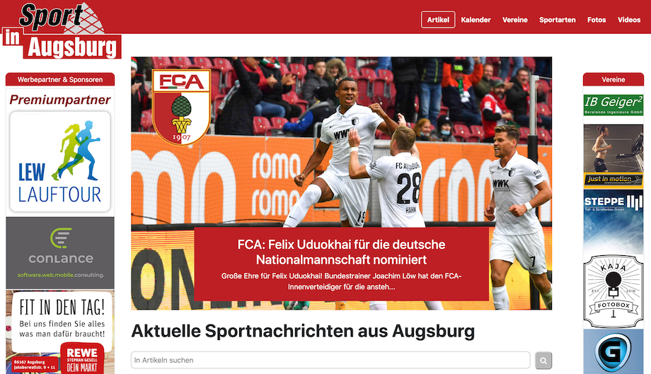 Sport in Augsburg Website